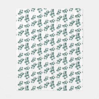 Elegant watercolor eucalyptus fleece blanket
