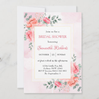 Elegant watercolor eucalyptus flower bridal shower invitation