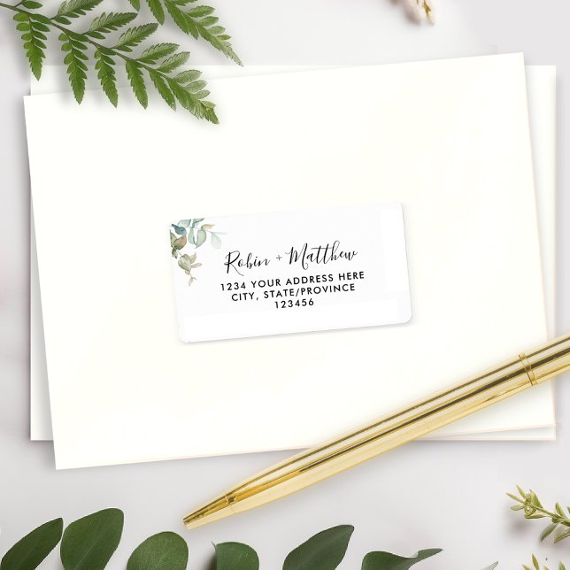 Elegant Watercolor Eucalyptus Greenery Address Label (Creator Uploaded)