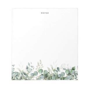 Elegant Watercolor Eucalyptus Greenery Custom Notepad