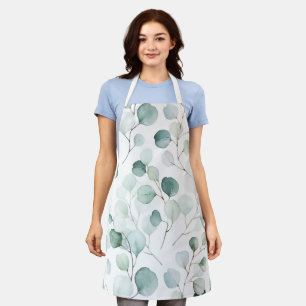 Elegant Watercolor Eucalyptus Greenery Pattern Apron