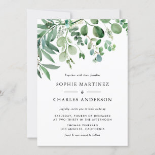 Elegant Watercolor Eucalyptus Greenery Wedding Invitation
