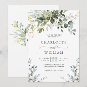 Elegant Watercolor Eucalyptus Greenery Wedding Invitation