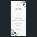 Elegant Watercolor Eucalyptus Greenery Wedding Program<br><div class="desc">Elegant Watercolor Eucalyptus Greenery Wedding Program. The design features an elegant frame with watercolor eucalyptus,  a monogram. This template includes space for ceremony details and on the reverse all the wedding party information. Personalise with your information using the template fields provided.</div>