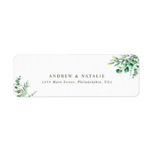 Elegant Watercolor Eucalyptus Greenery Wedding Return Address Label