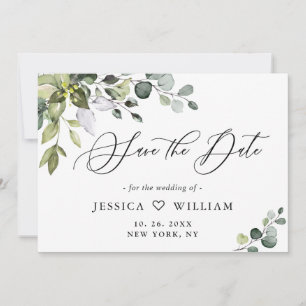 Elegant Watercolor Eucalyptus Greenery Wedding Save The Date
