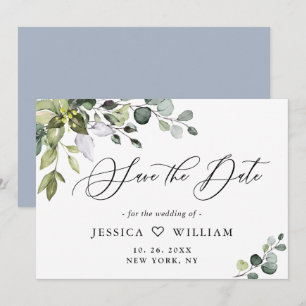 Elegant Watercolor Eucalyptus Greenery Wedding Save The Date