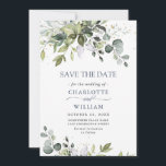 Elegant Watercolor Eucalyptus Greenery Wedding Save The Date<br><div class="desc">For further customisation,  please click the "customise further" link and use our design tool to modify this template. 
 If you prefer Thicker papers / Matte Finish,  you may consider to choose the Matte Paper Type. 
 If you need help or matching items,  please contact me.</div>