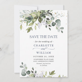 Elegant Watercolor Eucalyptus Greenery Wedding Save The Date