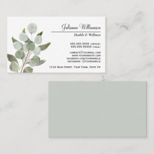 Elegant Watercolor Eucalyptus Leaves Feminine Business Card