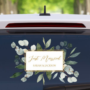 Elegant Watercolor Eucalyptus Leaves Just Married