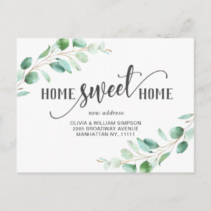 Elegant Watercolor Eucalyptus Moving Announcement Postcard
