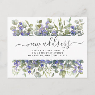 Elegant Watercolor  Eucalyptus Moving Announcement Postcard