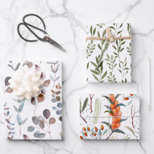 Elegant Watercolor Eucalyptus Pattern  Wrapping Paper Sheet