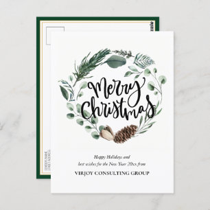 Elegant Watercolor Eucalyptus Pine Cone Corporate Postcard