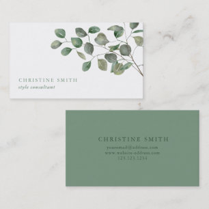 Elegant Watercolor Eucalyptus Simple Greenery Business Card