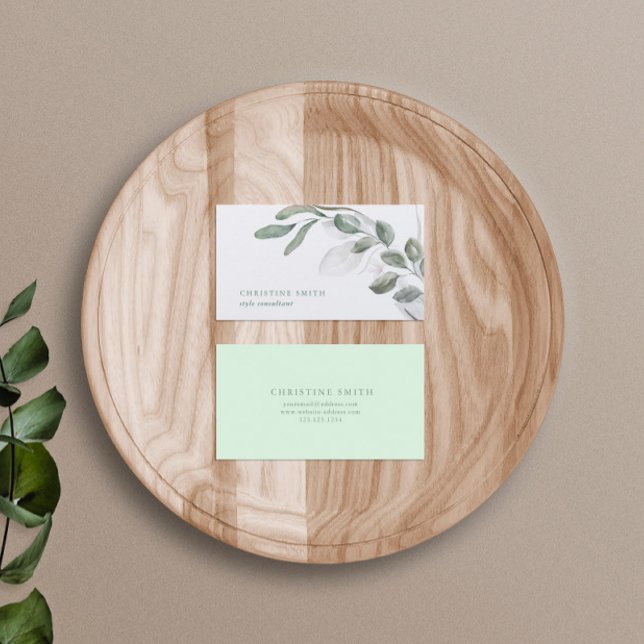 Elegant Watercolor Eucalyptus Simple Greenery Business Card (Creator Uploaded)