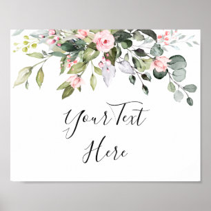 Elegant Watercolor Eucalyptus Wedding Custom Sign