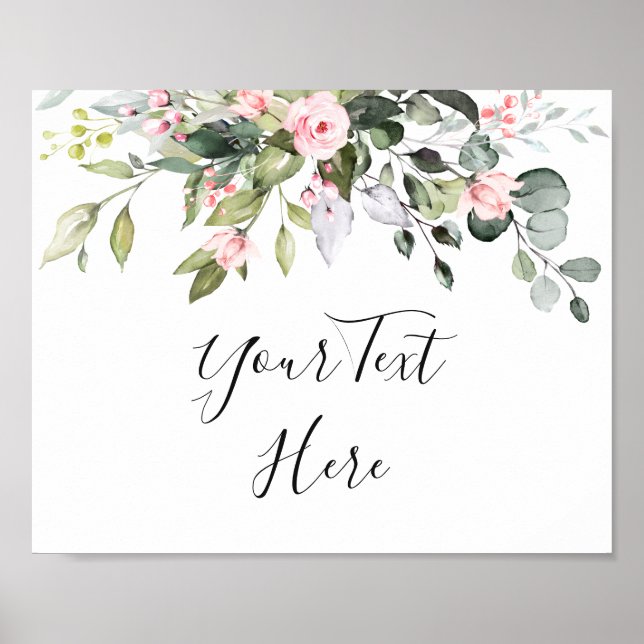 Elegant Watercolor Eucalyptus Wedding Custom Sign (Front)