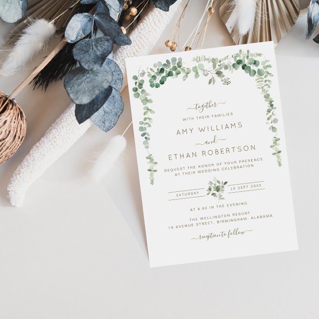 elegant watercolor eucalyptus wedding invitation (Creator Uploaded)