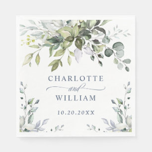 Elegant Watercolor Eucalyptus Wedding Paper Napkin