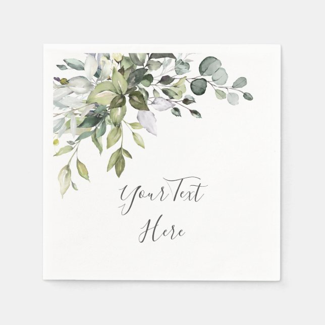 Elegant Watercolor Eucalyptus Wedding Paper Napkin (Front)