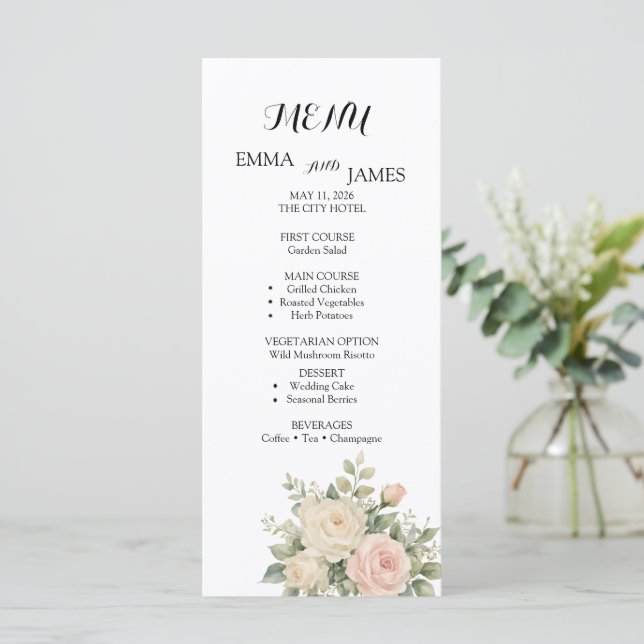 Elegant Watercolor Eucalyptus Wedding Program (Standing Front)