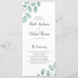 Elegant Watercolor Eucalyptus Wedding Program