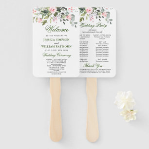 Elegant Watercolor Eucalyptus Wedding Program Hand Hand Fan