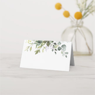 Elegant Watercolor Eucalyptus Wedding Table Place Card