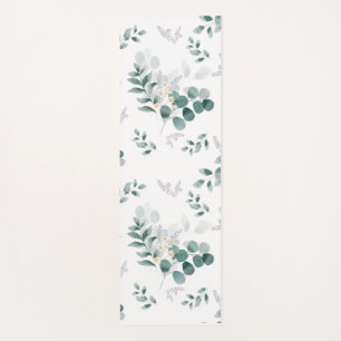 Elegant watercolor eucalyptus yoga mat