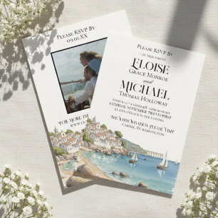 Elegant Watercolor European Destination Wedding Invitation