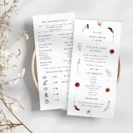 Elegant Watercolor Fall Autumn Wildflower Wedding  Program