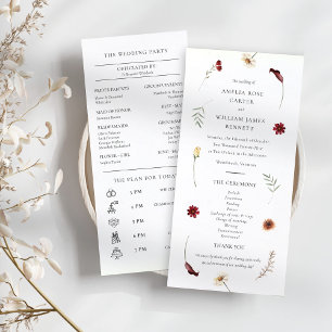 Elegant Watercolor Fall Autumn Wildflower Wedding Program