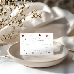 Elegant Watercolor Fall Autumn Wildflower Wedding  RSVP Card