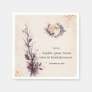 Elegant Watercolor Fall Burgundy Halloween Wedding Napkin