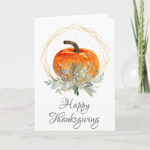 Elegant Watercolor Fall Pumpkin Thanksgiving Card