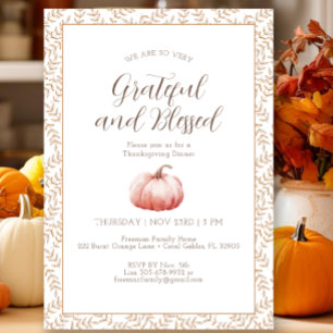 Elegant Watercolor Fall Pumpkin Thanksgiving Invitation