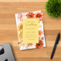 Elegant Watercolor Fall Wedding Invite
