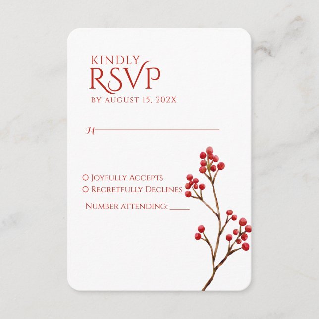 Elegant Watercolor Fall Wedding Response Card (Front)