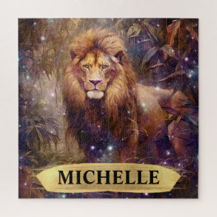 Elegant Watercolor Fantasy Starry Lion Jigsaw Puzzle