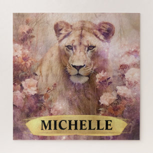 Elegant Watercolor Fantasy Starry Lioness Jigsaw Puzzle