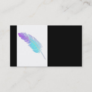 elegant watercolor feather blue and purple business card