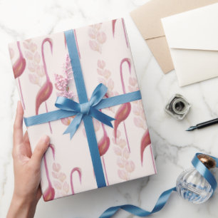 Elegant Watercolor Flamingos, Gold And Pink Wrapping Paper