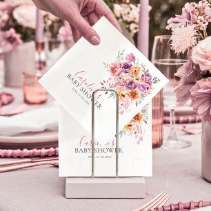 Elegant Watercolor Floral Baby Bloom Baby Shower Napkin
