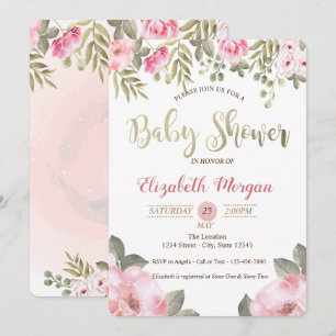 Elegant Watercolor Floral Baby Shower Invitation