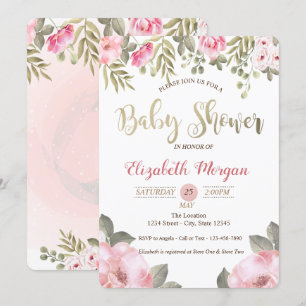 Elegant Watercolor Floral Baby Shower Invitation