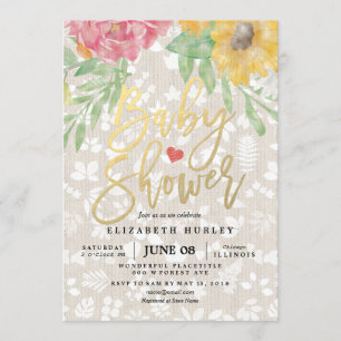 Elegant Watercolor Floral Baby Shower Invitation