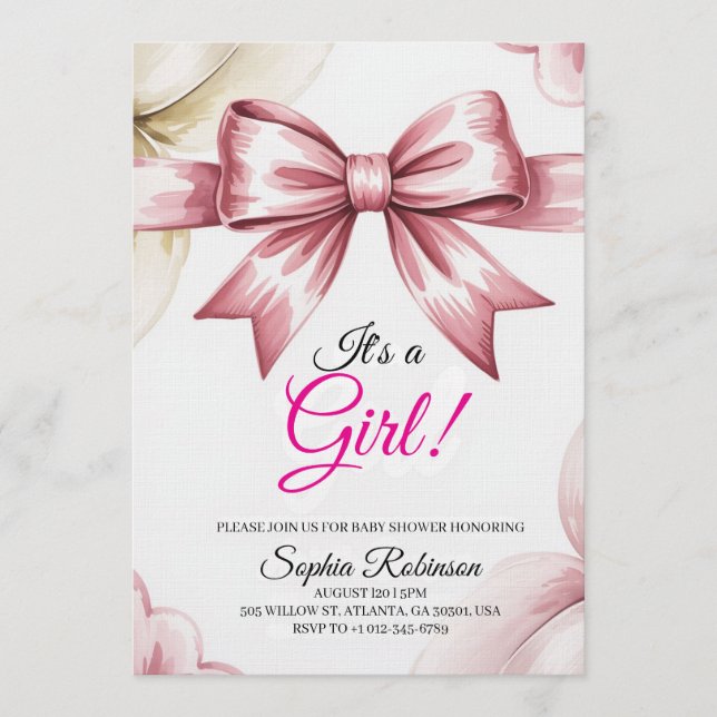 Elegant Watercolor Floral Baby Shower Invitation (Front)