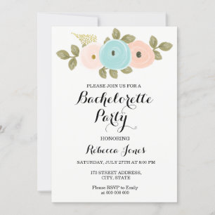 Elegant Watercolor Floral Bachelorette Invitation